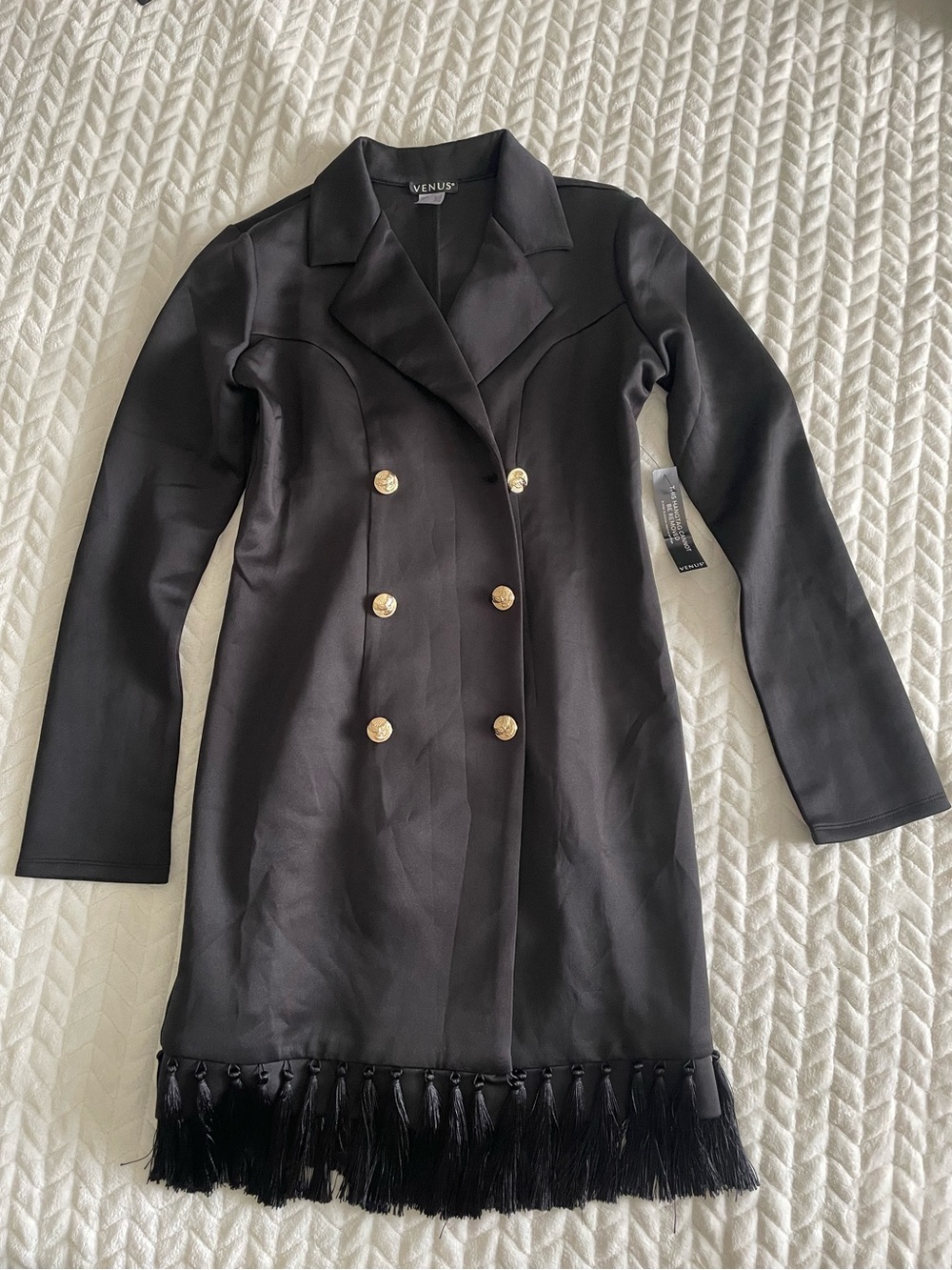 NWOT - BLACK TASSEL COAT DRESS